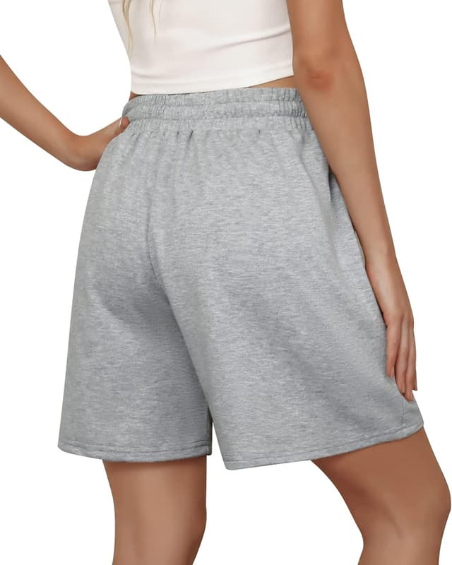 Detalle 2 de Cowasto Women’s Cotton Sweat Shorts with Drawstring Waist and Pockets (7" Inseam)