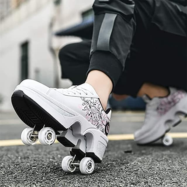Detalle de Scarpe con rotelle 2 in 1 per bambini e adulti con freni integrati (pattini a rotelle, skateboard)