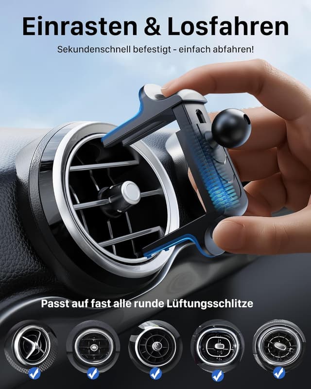 Detalle 2 de YOSH Handyhalterung Mercedes für runde Lüftung