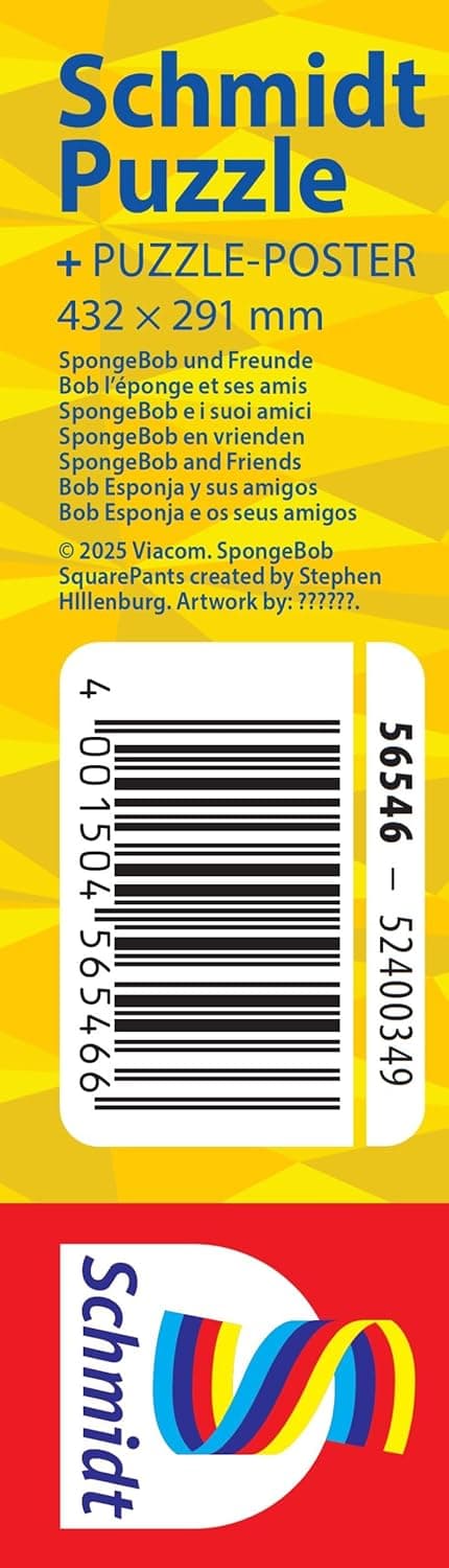 Detalle 2 de Schmidt Spiele 56546-Puzzle Infantil Bob Esponja y Amigos 🧩