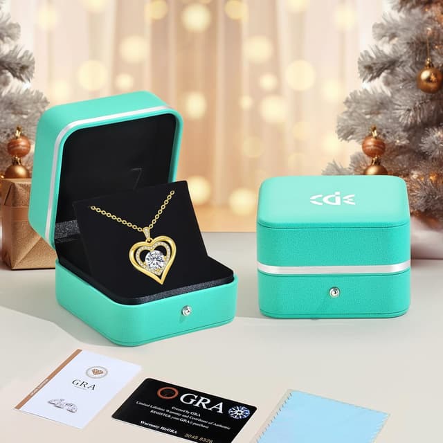 Detalle 2 de CDE Collana da donna con cuore in moissanite e argento 925: ciondolo per regali e occasioni speciali