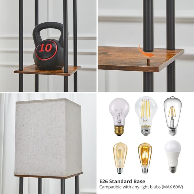 Thumbnail 4 de IPARTS EXPERT Stehlampe mit Regal Holz 158 cm