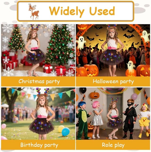 Thumbnail 6 de Set costume da renna per bambina AOOWU (5 pezzi) con LED