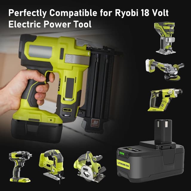 Detalle 2 de 2× 18V 8,0Ah Lithium-Akkus für Ryobi ONE+ (LED-Anzeige) – passend zu RB18L40/RB18L25 u. a.