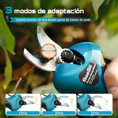 Thumbnail 5 de SEESII 6 Pulgadas Mini Motosierra a Batería & 33 mm Tijeras de Podar Eléctricas, 2-en-1 Kit Herramientas de Jardín con 2 × 2000 mAh Baterías, Motor Brushless, Ideal para Corte de Troncos y Ramas