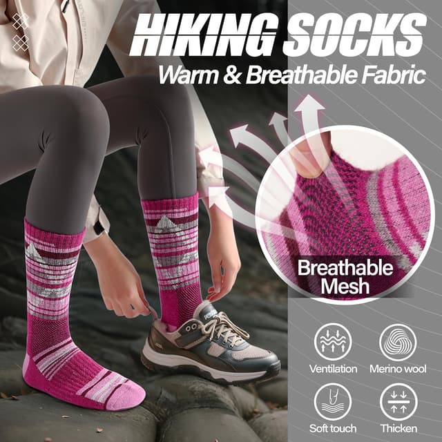 Thumbnail 6 de ANTSANG Merino Wool Hiking Socks 5 Pairs