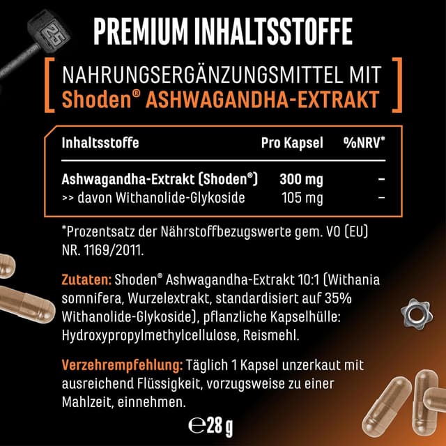 Detalle 2 de Ashwagandha Shoden® mit 35% Withanolide-Glykosiden – 300 mg Extrakt, 60 vegane Kapseln