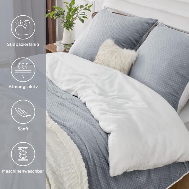 Thumbnail 3 de BEDSURE Flauschige Bettwäsche 155x220 Grau