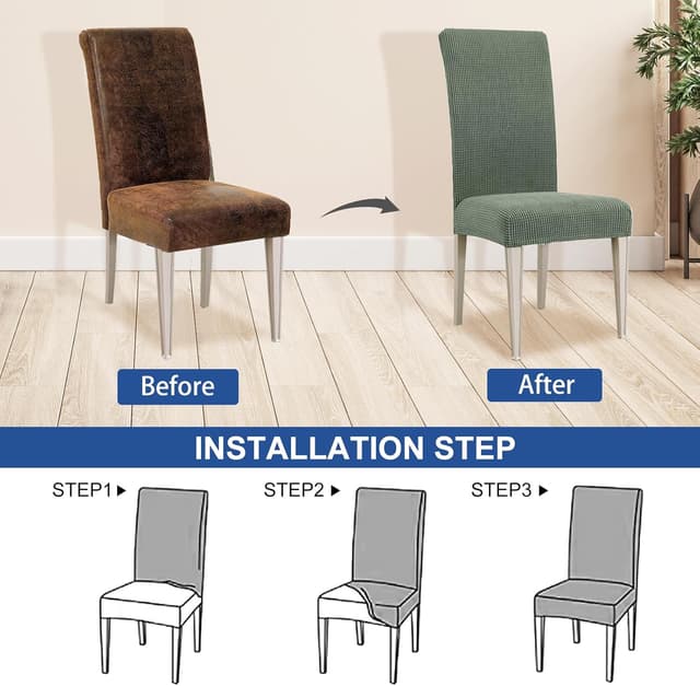 Detalle de Ystyle housse de chaise extensible lavable (4 pièces) vert clair