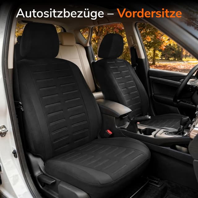 Detalle 2 de Upgrade4cars Autositzbezüge Set für die Vordersitze (Version 2026) – Universal in Schwarz