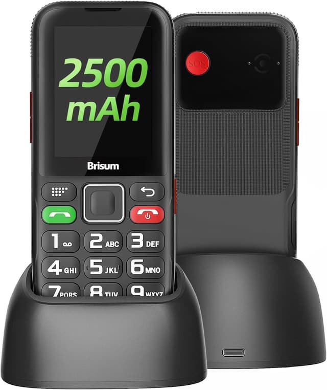 Detalle de Brisum Version F22 Seniorenhandy mit SOS-Notruftaste, 2,4-Zoll-Farbdisplay & Ladestation (ohne Vertrag)