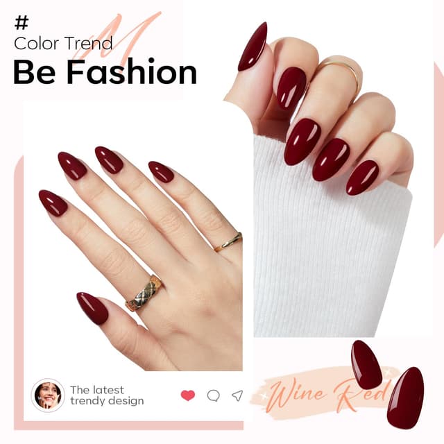 Thumbnail 2 de Modelones Dark Red Press On Nails 32 pcs