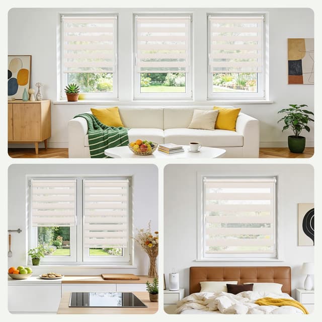 Detalle de Buseu Store enrouleur jour nuit sans perçage (lin translucide & occultant) avec clips