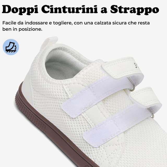 Detalle de SAGUARO Scarpe Barefoot Bambini sneaker minimaliste con punta ampia e chiusura a strappo (Gr. 25-35)