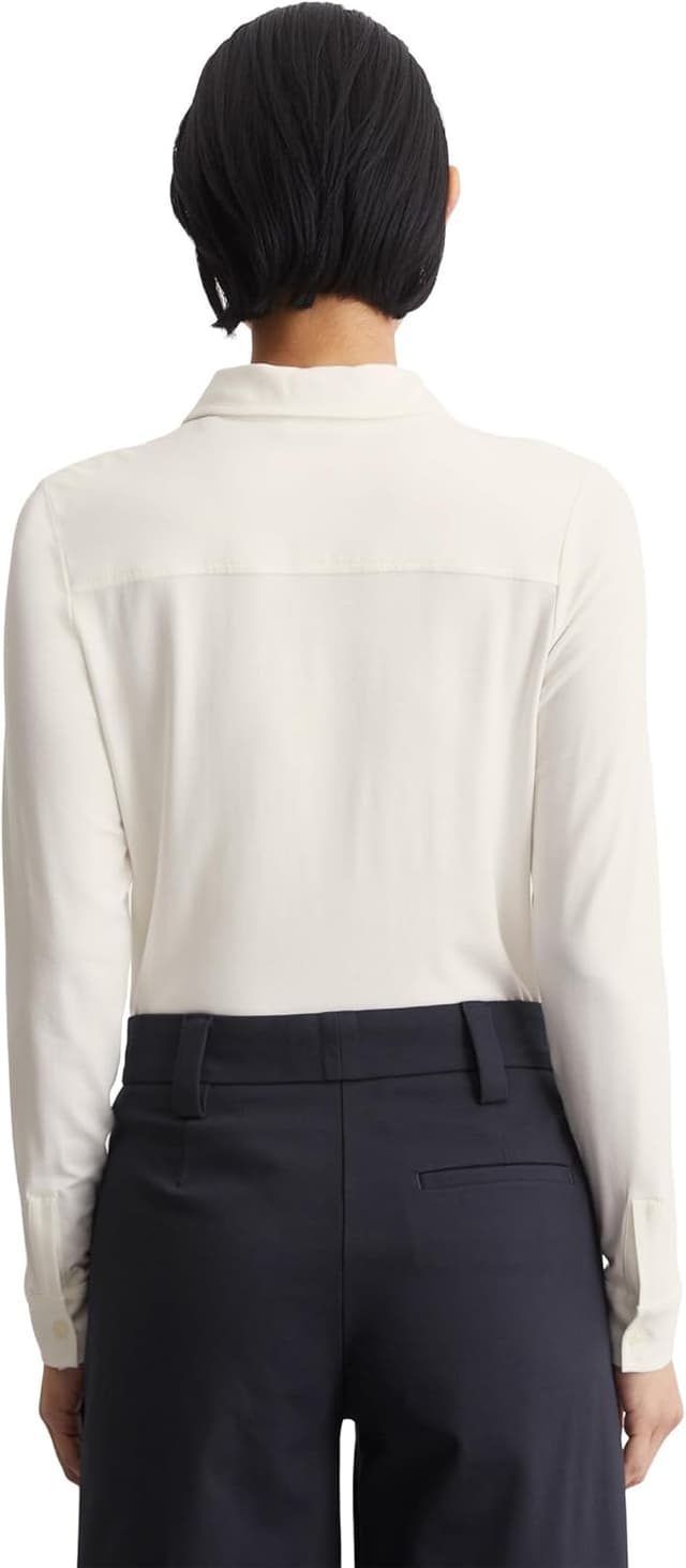 Detalle de Marc O’Polo Damen Jerseybluse mit Stretch-Anteil und Spitzkragen (Regular Fit)