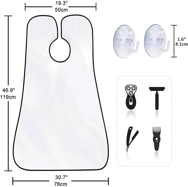 Detalle de Telo Barba da Specchio con grembiule impermeabile e antiaderente, con 2 ventose (bianco)