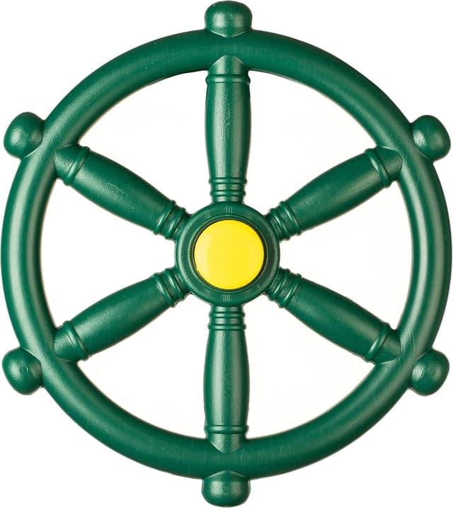 Detalle de Green and Yellow Outdoor Playground Captain Pirate Ship Wheel Steering Wheel Accessory