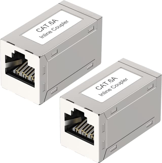 Detalle de VCE accoppiatore RJ45 schermato femmina–femmina per Cat6A/Cat6/Cat5e/Cat5 (2 pezzi)