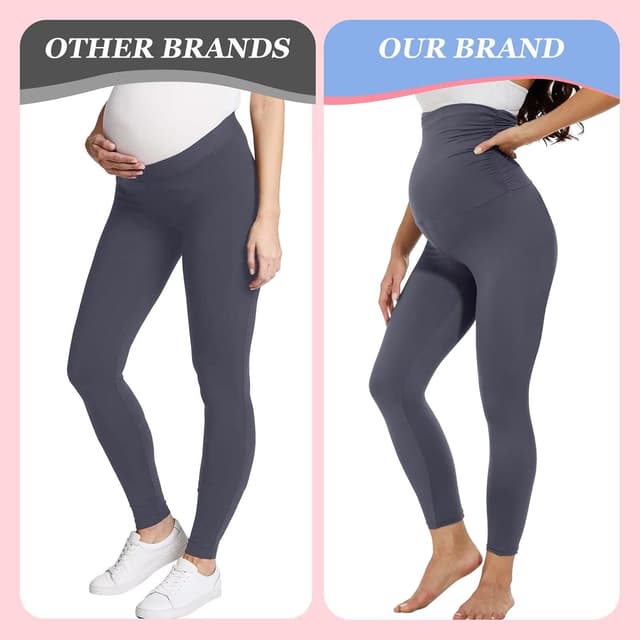 Detalle de TNNZEET Umstandsleggings Damen – blickdichte Schwangerschaftsleggings mit Taschen für Yoga