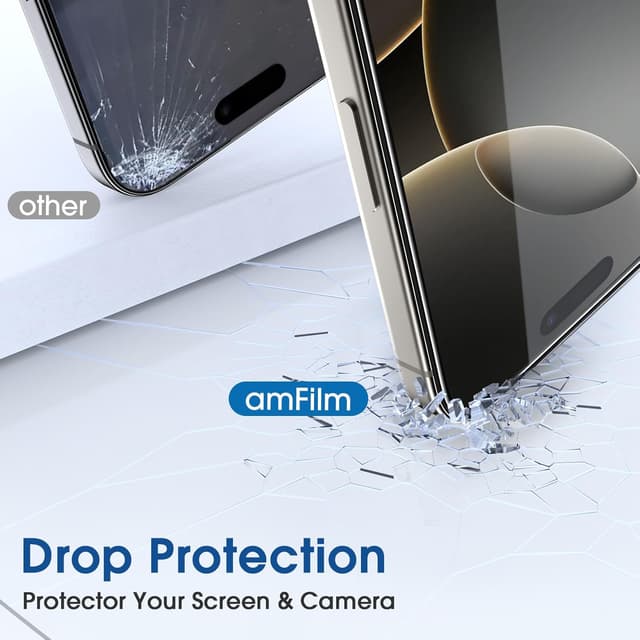 Detalle de amFilm OneTouch 2+2 Pack tempered glass & camera lens protector for iPhone 16 Pro 6.3
