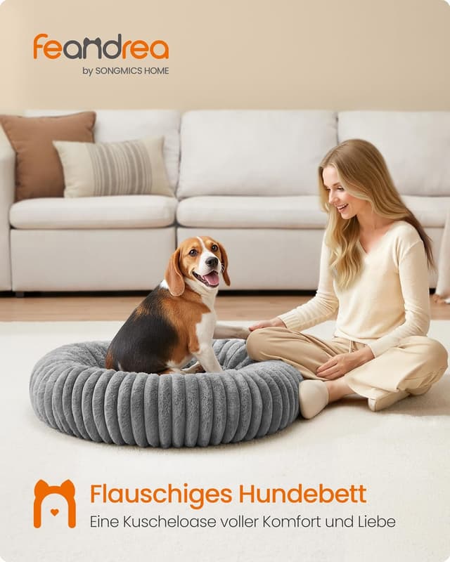 Detalle 2 de Feandrea Hundebett großes Donut-Katzenbett 80 cm Ø