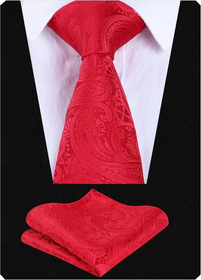 Detalle 2 de Alizeal men’s paisley tie and pocket square set (tie and hanky) for weddings, business and smart casual