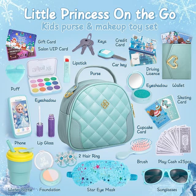Detalle 2 de Hohosunlar Play Purse for Little Girl – Princess pretend handbag set with accessories for ages 3+