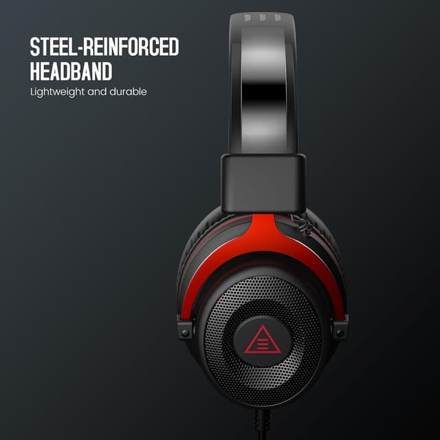 Detalle de EKSA Gaming Headset E900 mit abnehmbaren Mikrofon & 3,5-mm-Kabel (PS5, Xbox, Switch, PC) – Schwarz