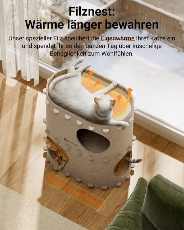 Detalle 1 de DownyPaws Katzenhöhle 2-stöckig 50 cm