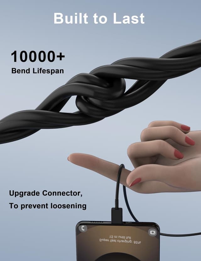 Detalle de LOUPRESS iPhone 17/16/15 Charger Cable (USB-A to USB-C), 2m + 2m USB C charging leads