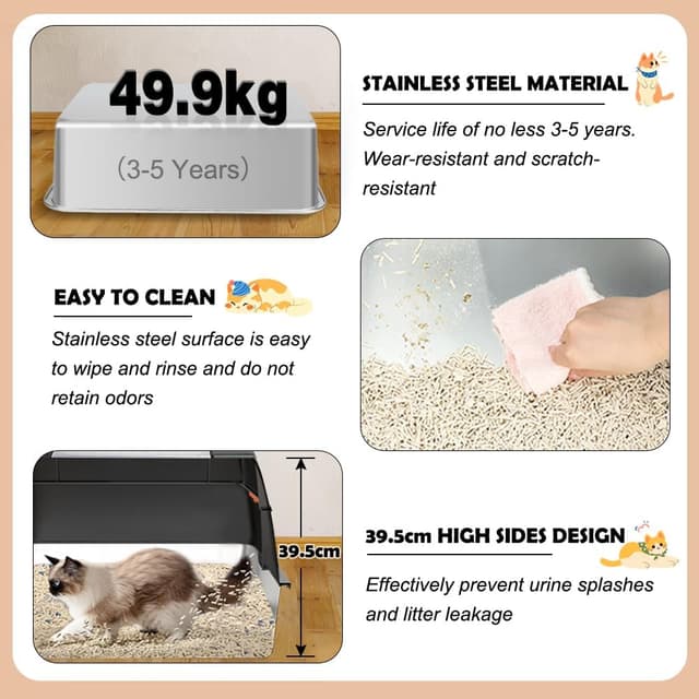 Thumbnail 3 de Vivifying Katzenklo Edelstahl XL 60 x 40 cm