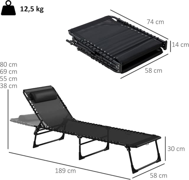 Thumbnail 2 de Outsunny Lot de 2 Bain de Soleil pliable