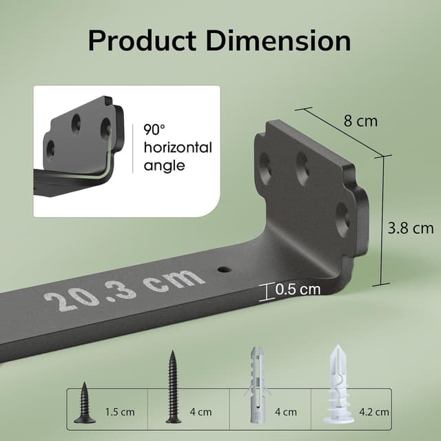 Detalle 2 de WELDUN Lot de 6 supports d’étagère flottants noirs (20 cm) avec capacité 75 kg