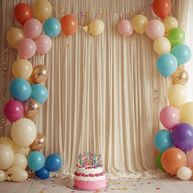 Detalle 2 de Beige Kulissen-Vorhang 2,5x3 m aus Polyester für Hochzeit, Geburtstag & Fotobackdrop