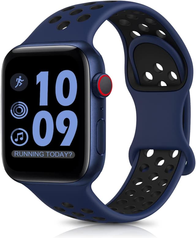 Detalle de DigiHero Sport Silicone Watch Straps for Apple Watch (44/46/42/40/45/41/38/49mm) – Breathable, Hypoallergenic Air Holes