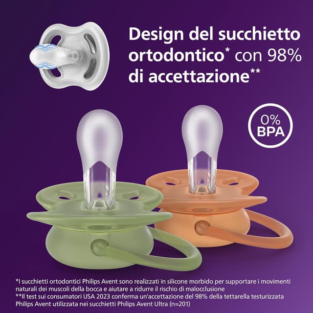 Detalle de Philips Avent Ultra Soft SCF093/07 – Ciuccio ortodontico con scudo flessibile e morbido silicone (confezione da 4)