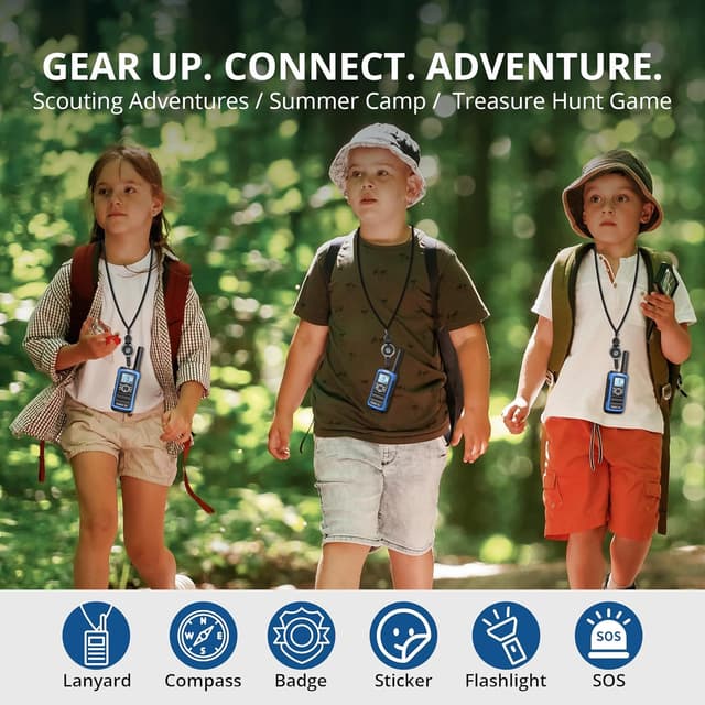 Detalle de Radioddity PR-T8 : lot de 3 talkies-walkies PMR446 pour enfants, rechargeables (batterie 2000 mAh)