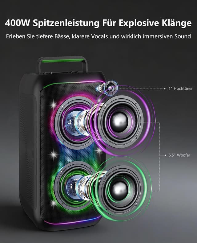 Detalle 2 de GKD61 Karaoke-Maschine 400 W mit UHF-Mikrofonen