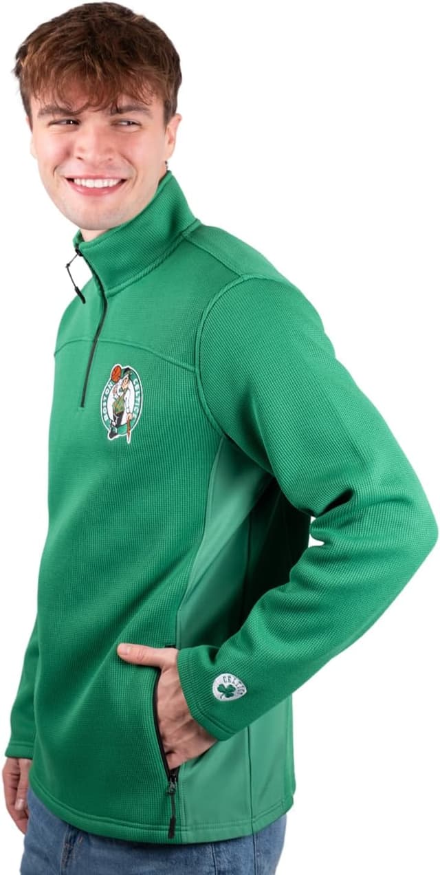 Detalle de Ultra Game Men’s NBA Official Super Soft Quarter Zip Sweatshirt with Zipper Pockets