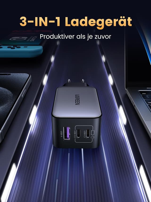 Detalle de UGREEN Nexode USB C Ladegerät 65W 🔌