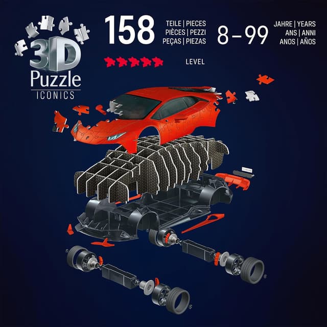 Detalle de Ravensburger Puzzle 3D Lamborghini Huracán EVO (163 pezzi) – modellismo da costruire per adulti e bambini