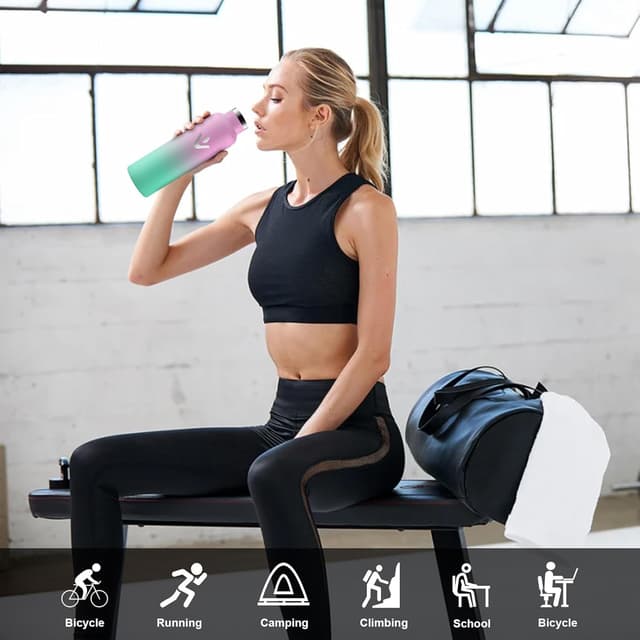 Detalle de Motswedi borraccia termica da 750 ml in acciaio 18/8, senza BPA (rosa chiaro&verde chiaro)