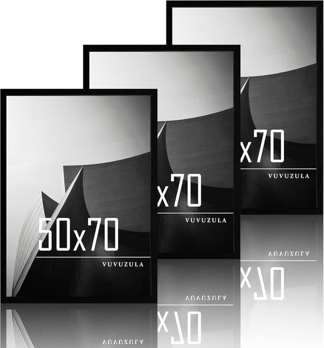 Detalle de VUVUZULA Bilderrahmen 50x70 cm Schwarz (Holz/MDF) – 3er-Set