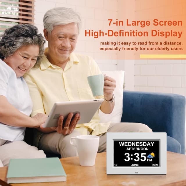 Detalle 2 de CAZOKASI DST Digital Clock 7 inch for dementia 🕰