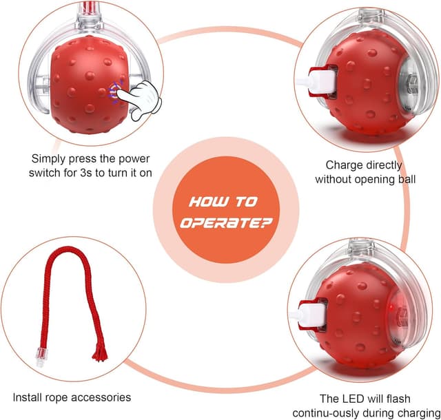 Detalle 1 de IOKHEIRA Interactive Electric Automatic Cat Toy (Red) – rechargeable, irregular moving cat toy