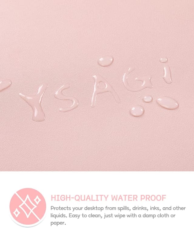 Detalle de YSAGi Non-Slip Waterproof Desk Pad (120 x 60 cm) – Ultra-thin pink PVC leather desk protector
