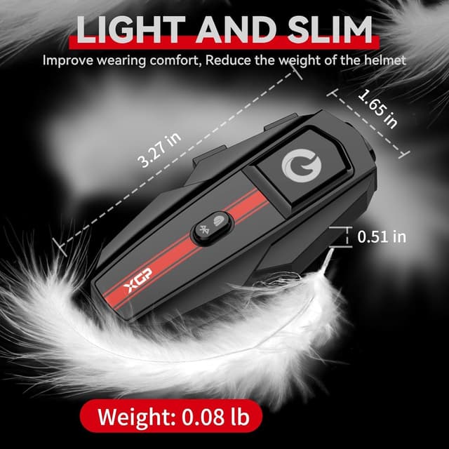 Detalle de XGP Bluetooth Motorcycle Helmet Headset Intercom (Bluetooth 5.4), IP67 Waterproof, 2 Riders Music Sharing, 2-Pack