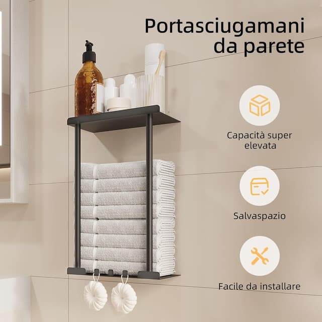 Thumbnail 2 de Porta Asciugamani Adesivo Altezza Regolabile 38-75 cm