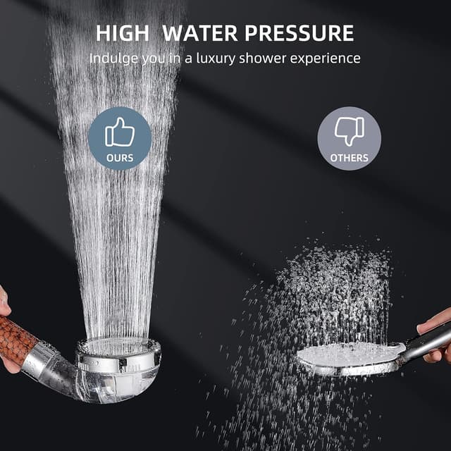 Detalle de Cobbe high pressure filtration hand shower with 3 spray modes
