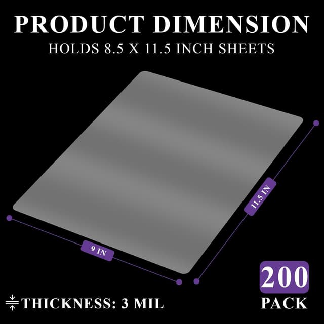 Detalle 2 de Surligneus Laminating Sheets 8.5 x 11 (200-Pack) Thermal Laminating Pouches, 3 Mil, Clear Letter-Sized